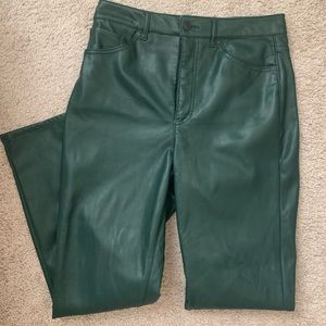 Green faux leather pants